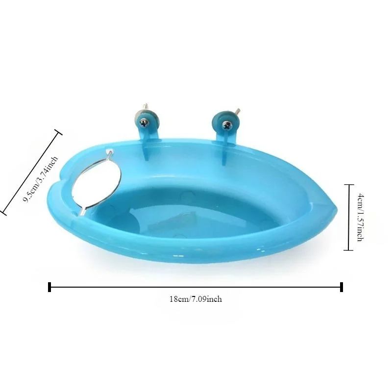 Hanging Bird Water Bath Tub With Mirror Durable Pet Cage Bathing Bowl For Parrots  Parakeets 8