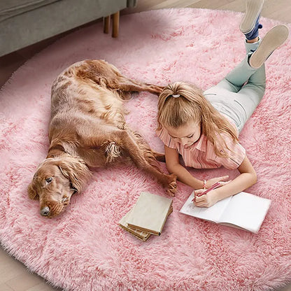 Ultra Soft Plush Round Rug – Fluffy White Carpet for Living Room, Bedroom & Kids Room – Thick Pile Shaggy Area Rug