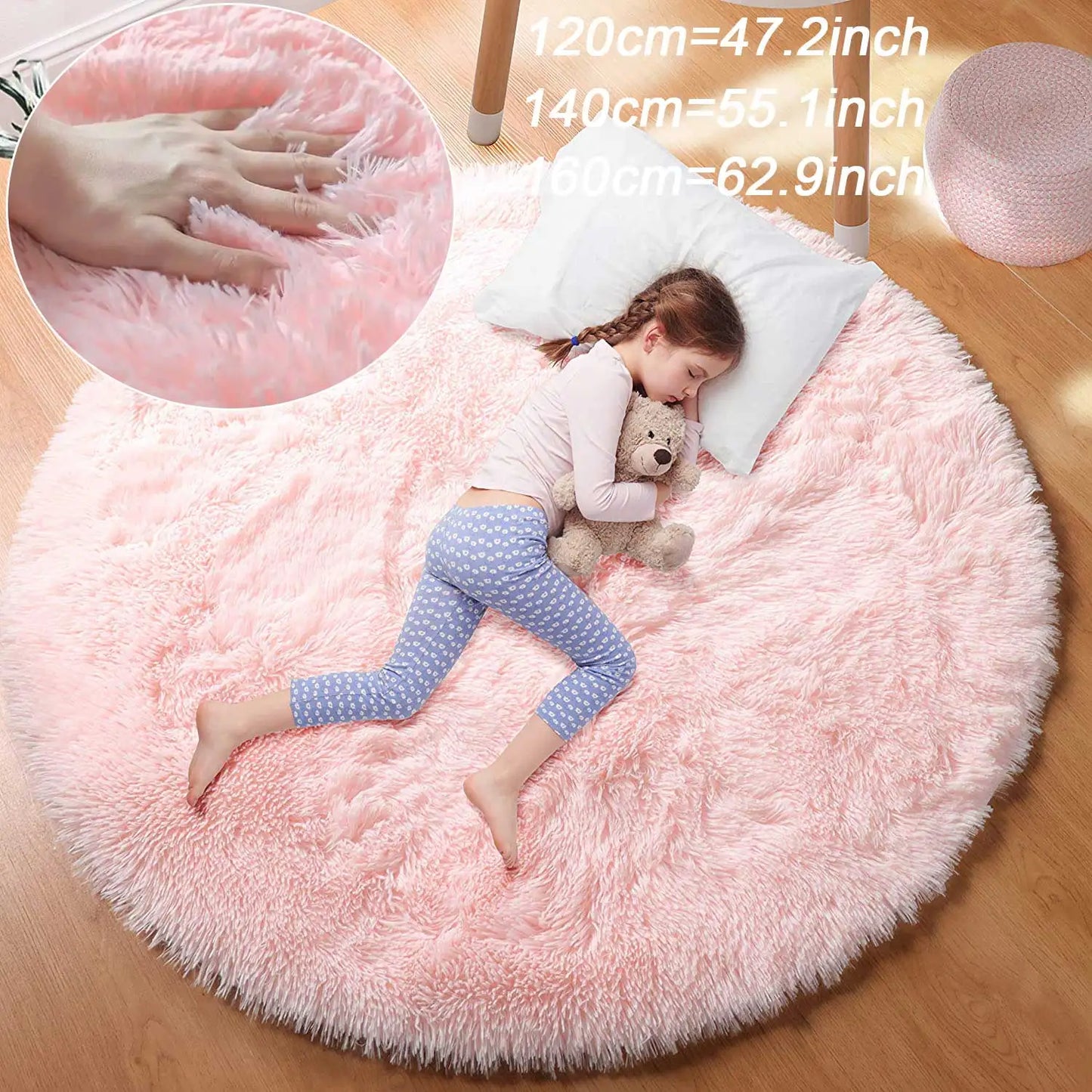 Ultra Soft Plush Round Rug – Fluffy White Carpet for Living Room, Bedroom & Kids Room – Thick Pile Shaggy Area Rug