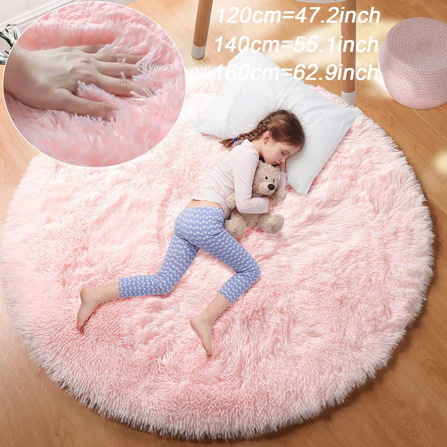Ultra Soft Plush Round Rug – Fluffy White Carpet for Living Room, Bedroom & Kids Room – Thick Pile Shaggy Area Rug