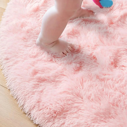 Ultra Soft Plush Round Rug – Fluffy White Carpet for Living Room, Bedroom & Kids Room – Thick Pile Shaggy Area Rug