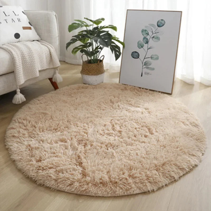 Ultra Soft Plush Round Rug – Fluffy White Carpet for Living Room, Bedroom & Kids Room – Thick Pile Shaggy Area Rug