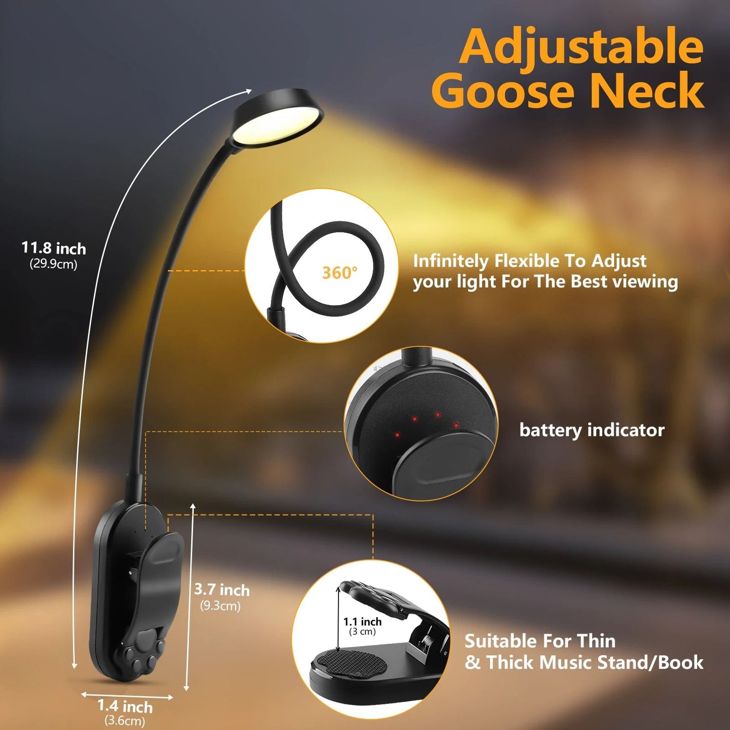 Portable LED night light for reading