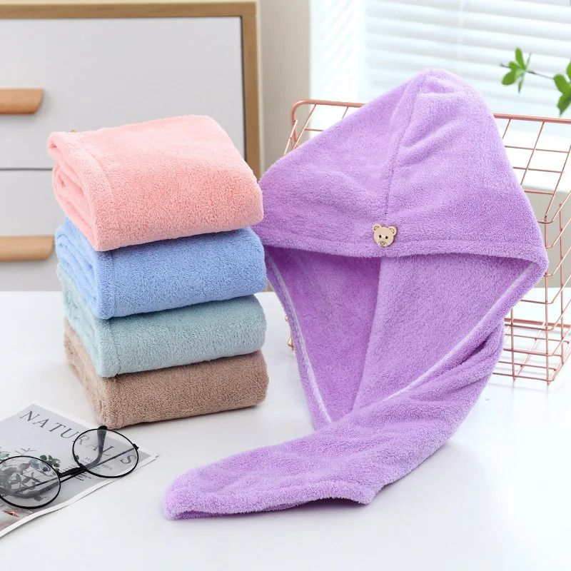 QuickDry Turban for Hair Soft Bath Towel Fiber Cap for Sports Bathroom and Wet Face Care