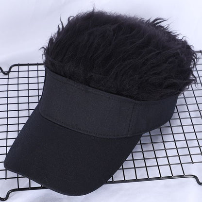 Adjustable Sun Visor for Men  Women Stylish Baseball Cap with Spiked Fake Hair for Casual Sun Prot