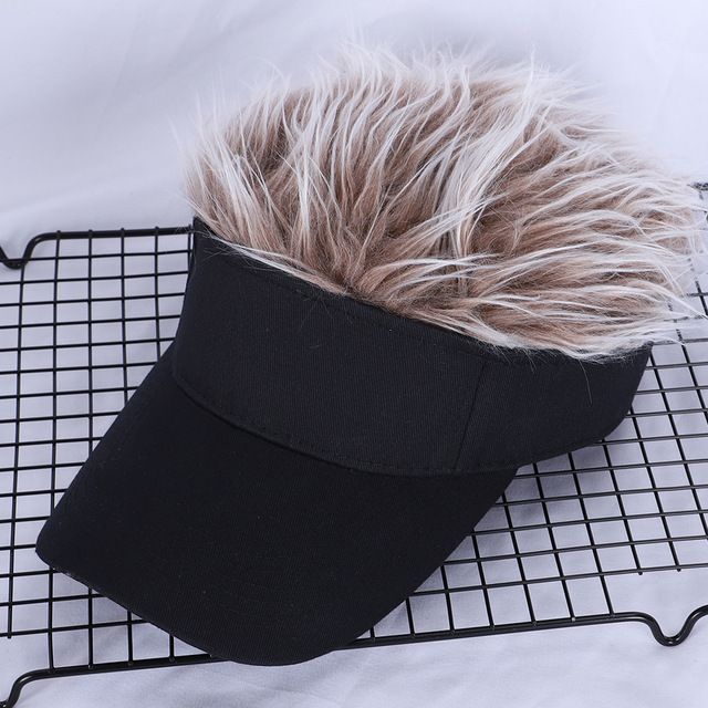 Adjustable Sun Visor for Men  Women Stylish Baseball Cap with Spiked Fake Hair for Casual Sun Prot