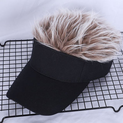 Adjustable Sun Visor for Men  Women Stylish Baseball Cap with Spiked Fake Hair for Casual Sun Prot