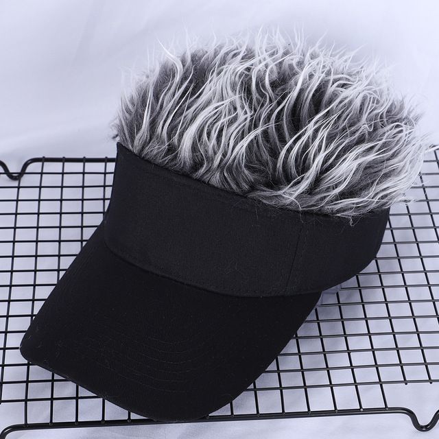 Adjustable Sun Visor for Men  Women Stylish Baseball Cap with Spiked Fake Hair for Casual Sun Prot