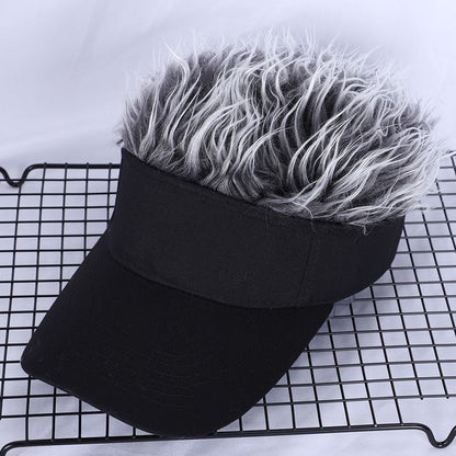 Adjustable Sun Visor for Men  Women Stylish Baseball Cap with Spiked Fake Hair for Casual Sun Prot