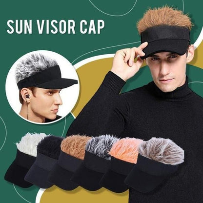 Adjustable Sun Visor for Men  Women Stylish Baseball Cap with Spiked Fake Hair for Casual Sun Prot