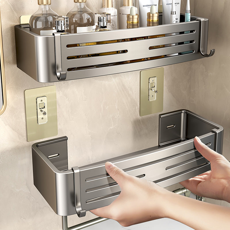 Wall-Mounted Bathroom Accessories, No-Drill Shampoo Shelf, Makeup Organizer, Aluminum Alloy Storage Holder for Kitchen