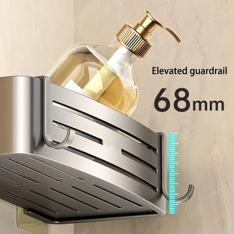 WallMounted Bathroom Accessories NoDrill Shampoo Shelf Makeup Organizer Aluminum Alloy Storage Hold 1