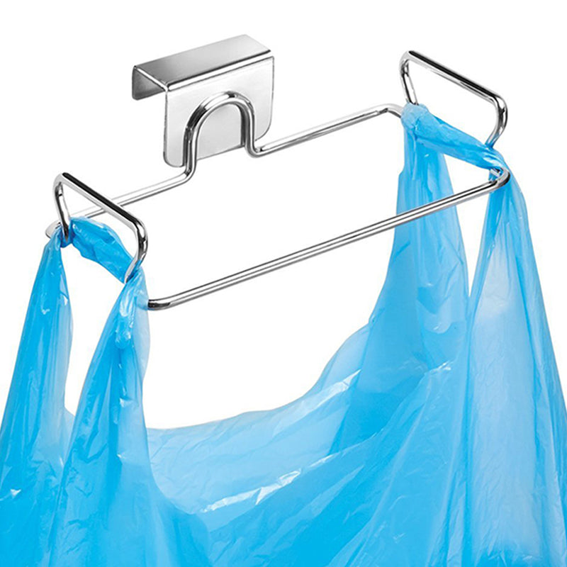 Stainless Steel Kitchen Trash Rack Cabinet Door Garbage Bags Holder SpaceSaving Organizer 3