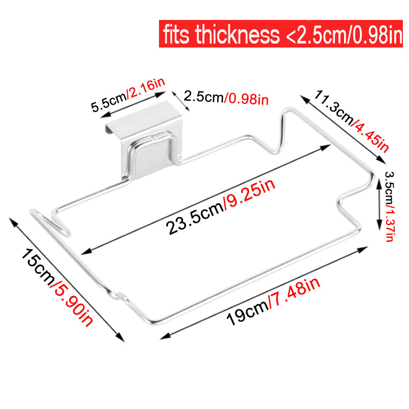 Stainless Steel Kitchen Trash Rack Cabinet Door Garbage Bags Holder SpaceSaving Organizer 4