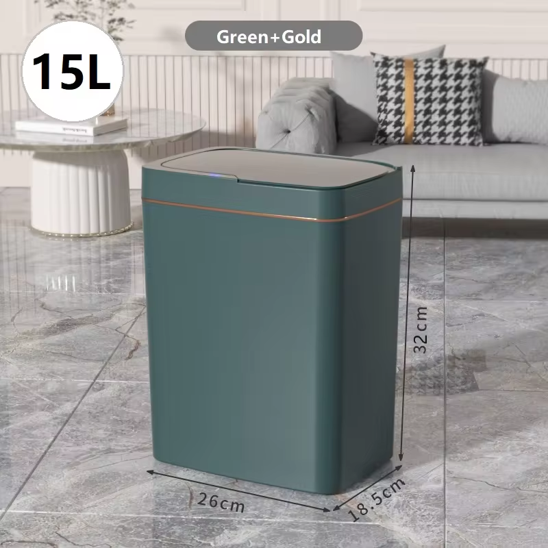 Smart Electronic Trash Can for Bathroom 15L Large Capacity IPX5 Waterproof Intelligent Sensor Lid