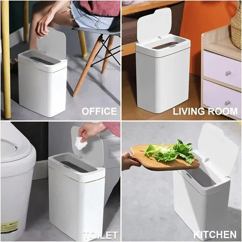 Smart Electronic Trash Can for Bathroom 15L Large Capacity IPX5 Waterproof Intelligent Sensor Lid