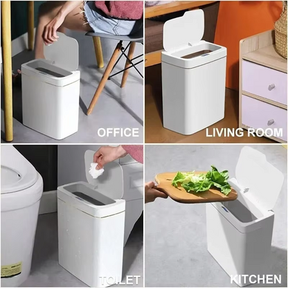 Smart Electronic Trash Can for Bathroom 15L Large Capacity IPX5 Waterproof Intelligent Sensor Lid
