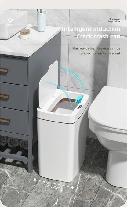 Smart Electronic Trash Can for Bathroom 15L Large Capacity IPX5 Waterproof Intelligent Sensor Lid