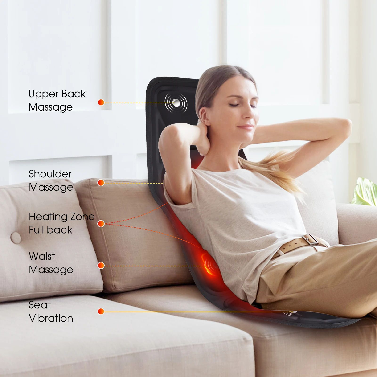 Heating Vibrating Massager Chair Pad Electric Cervical Neck  Back Body Cushion for Car  Home Use