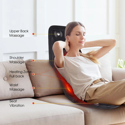 Heating Vibrating Massager Chair Pad Electric Cervical Neck  Back Body Cushion for Car  Home Use