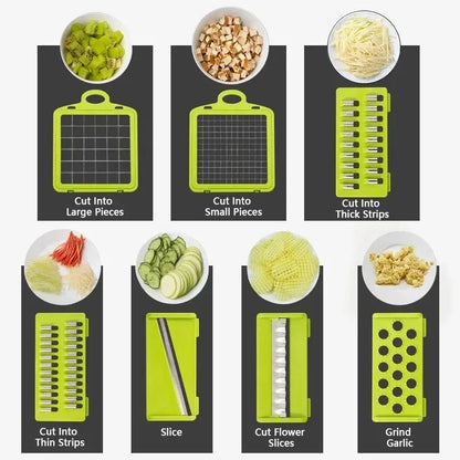Multifunctional Vegetable Chopper Handle Food Grate Slicer Dicer for Effortless Kitchen Prep