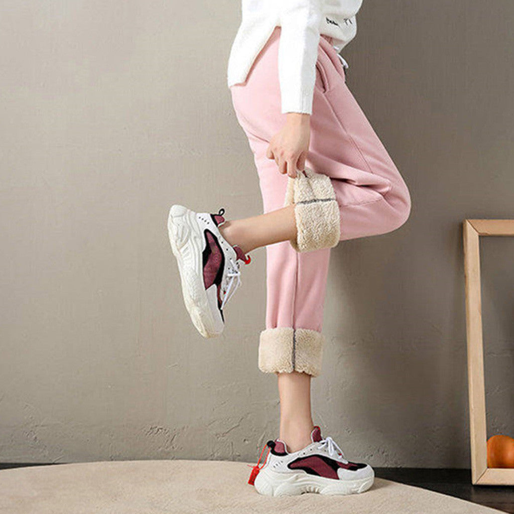 Women Winter Warm Leggings Fleece Lined Thick Trousers for Cold Weather Plus Size Solid Color Casu