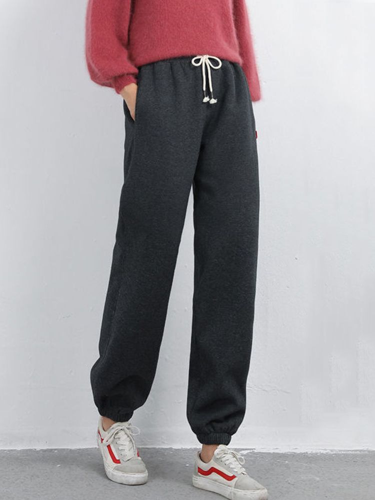 Women Winter Warm Leggings Fleece Lined Thick Trousers for Cold Weather Plus Size Solid Color Casu