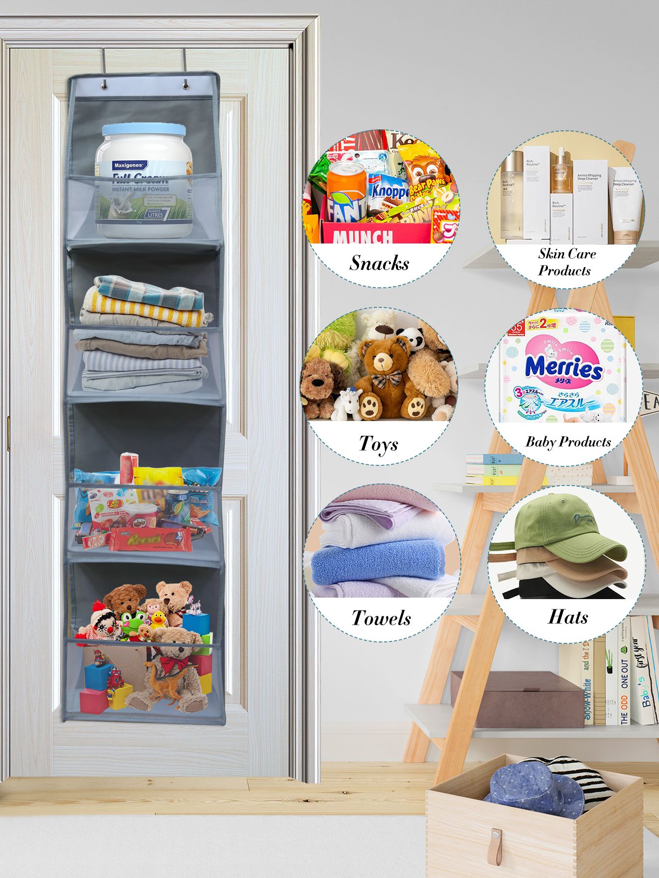 Versatile Over The Door Hanging Organizer 46 Layer Wall Hanging Storage for Cosmetics Bathroom a