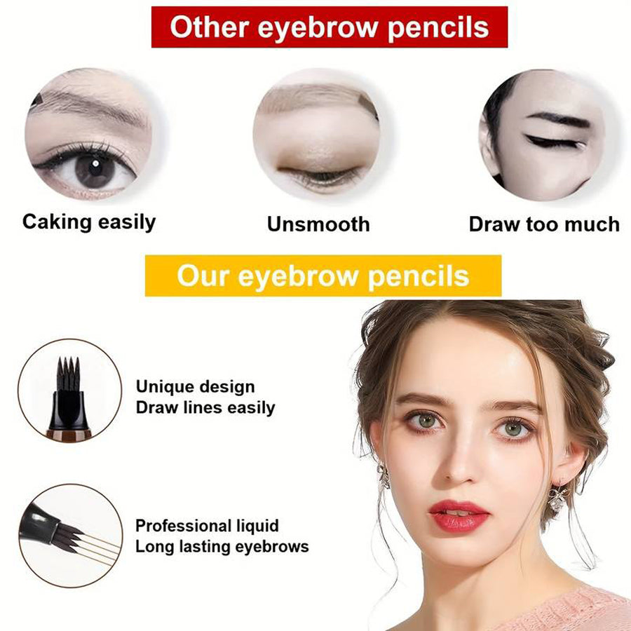 Waterproof Eyebrow Pen Microblading Pencil With 4 Split Head For Natural Looking Brows 2