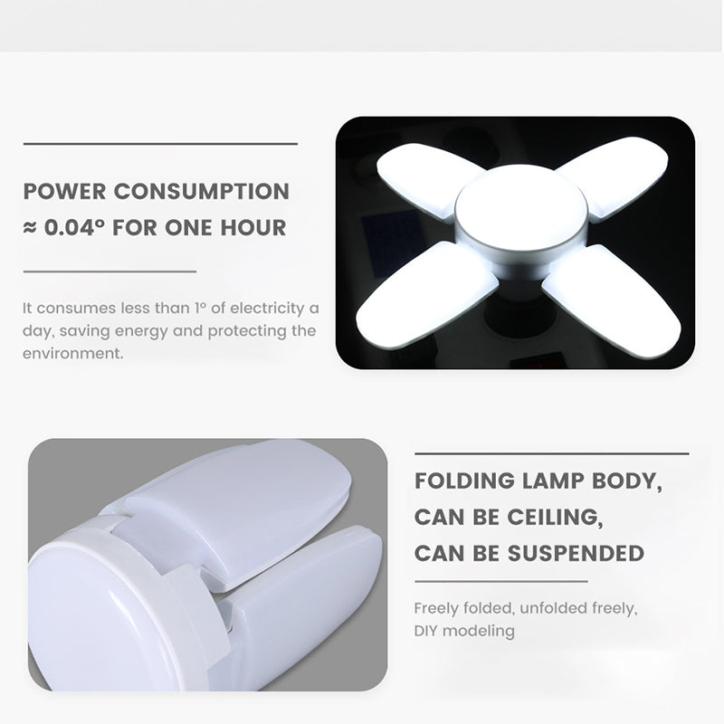 Fan Foldable LED Bulb EnergySaving Deformation Ceiling Light For Home Garage  Warehouse 2