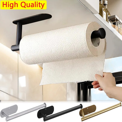 Stainless Steel Paper Towel Holder, Adhesive Tissue Hanger & Toilet Roll Dispenser for Bathroom and Kitchen