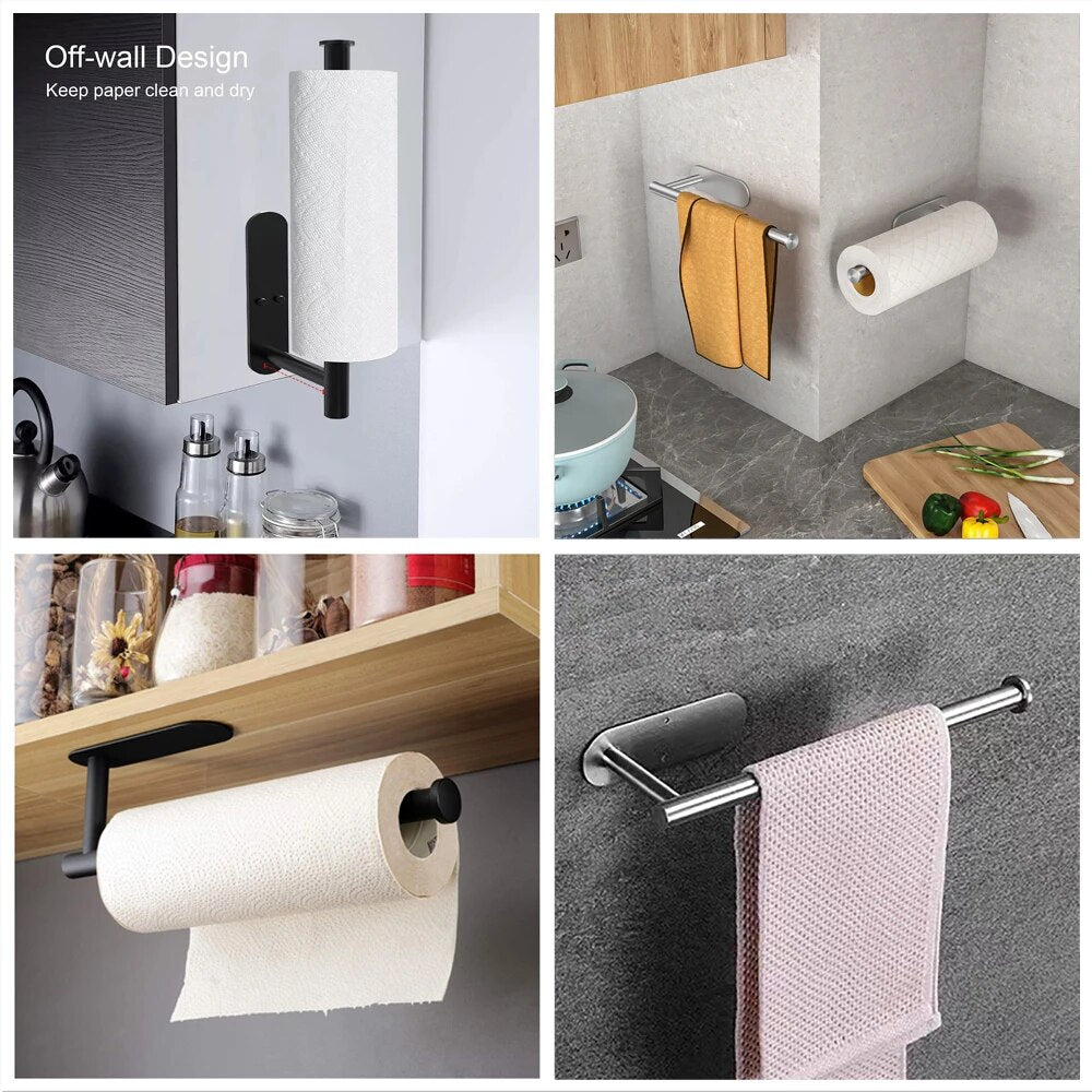 Stainless Steel Paper Towel Holder Adhesive Tissue Hanger  Toilet Roll Dispenser For Bathroom And K 5