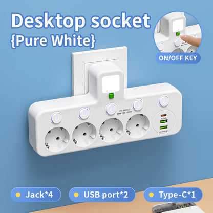Smart Electrical Socket With Or Without USB Type C Ports 2500W Power Strip 5