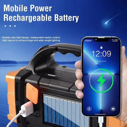 Portable Powerful USB Rechargeable Flashlight With Solar LED Light  COB Work Light For Outdoor Adve 2