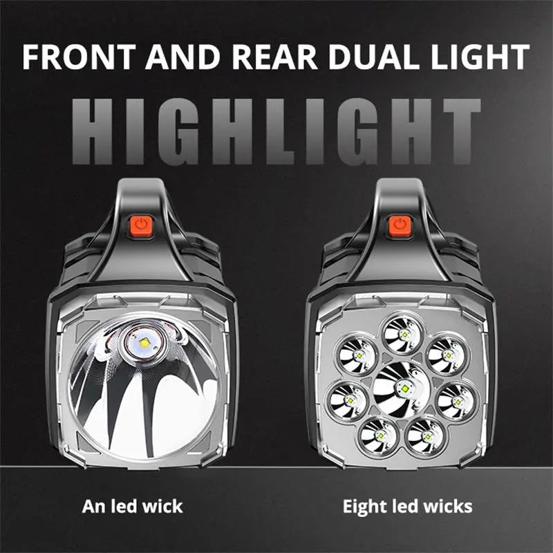 Portable Powerful USB Rechargeable Flashlight With Solar LED Light  COB Work Light For Outdoor Adve 4
