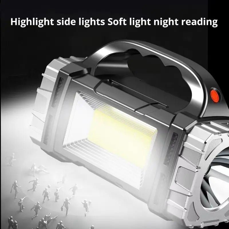 Portable Powerful USB Rechargeable Flashlight With Solar LED Light  COB Work Light For Outdoor Adve 5