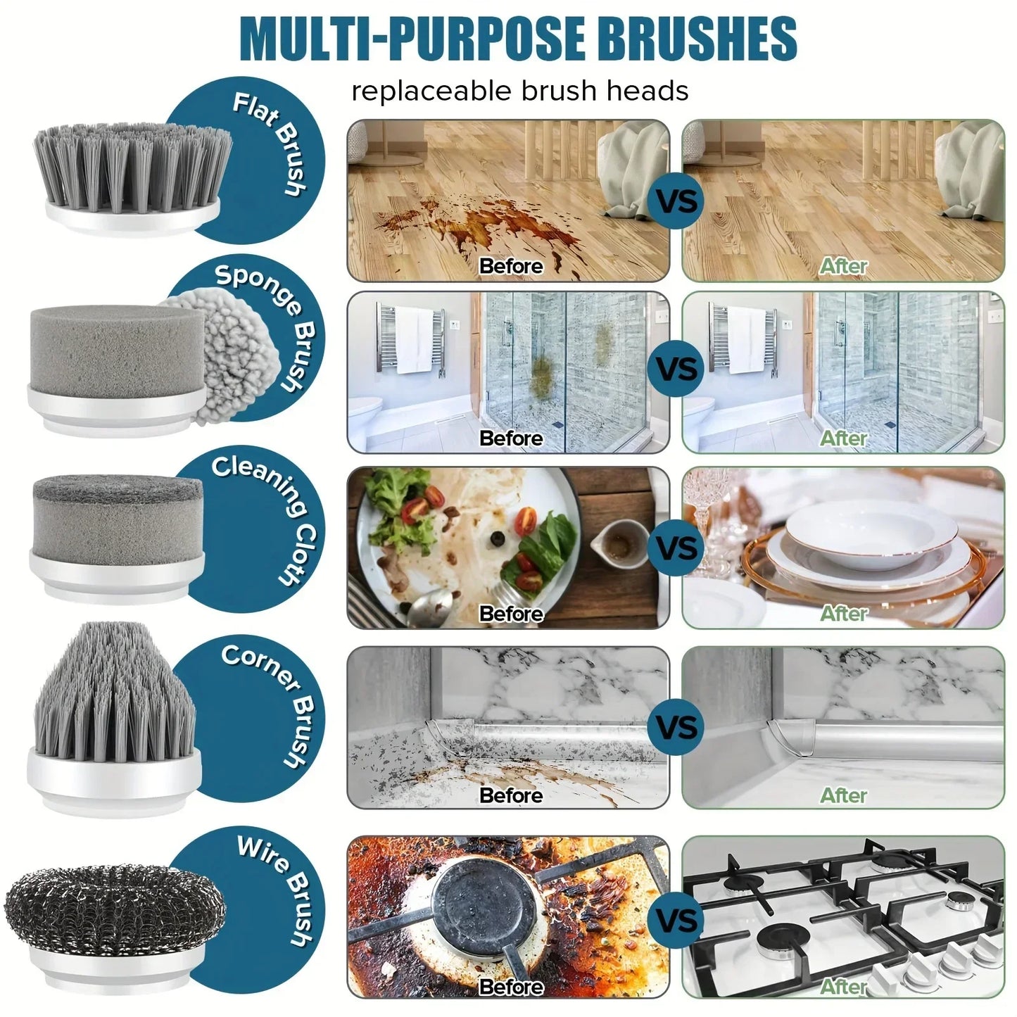 Electric Spin Scrubber Cordless Cleaning Brush With Replaceable Brush Heads For Effortless Cleaning 2