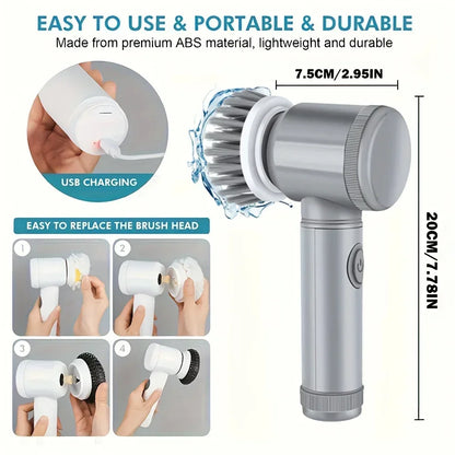 Electric Spin Scrubber Cordless Cleaning Brush With Replaceable Brush Heads For Effortless Cleaning 5