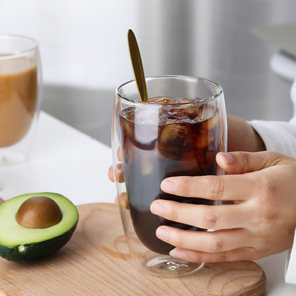 Heat Resistant Double Wall Glass Cup Transparent Coffee Mug & Handmade Tea Drink Cups