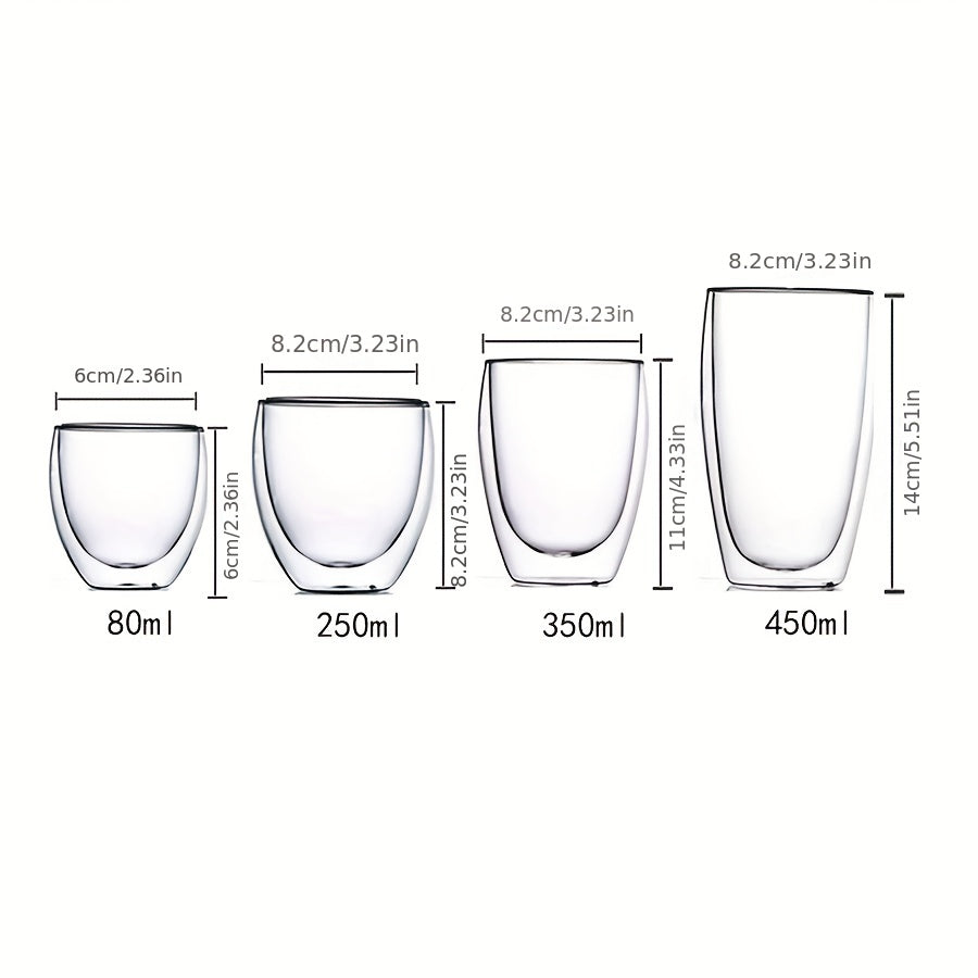 Heat Resistant Double Wall Glass Cup Transparent Coffee Mug & Handmade Tea Drink Cups