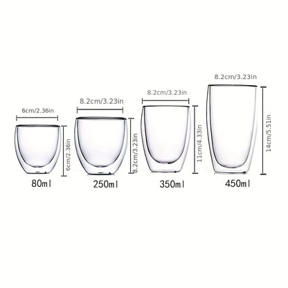 Heat Resistant Double Wall Glass Cup Transparent Coffee Mug & Handmade Tea Drink Cups