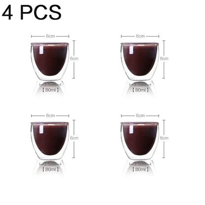 Heat Resistant Double Wall Glass Cup Transparent Coffee Mug & Handmade Tea Drink Cups