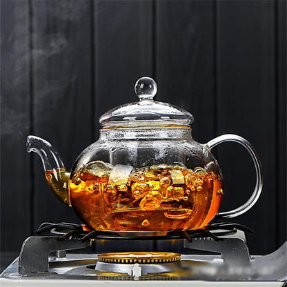 Filterable HeatResistant Thickened Glass Teapot High Borosilicate Glass Flower Tea Pot With Heatabl 3