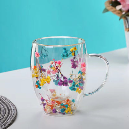 Double Wall Coffee Mug Insulated Clear Glass Mug with Handle for Hot & Cold Beverages