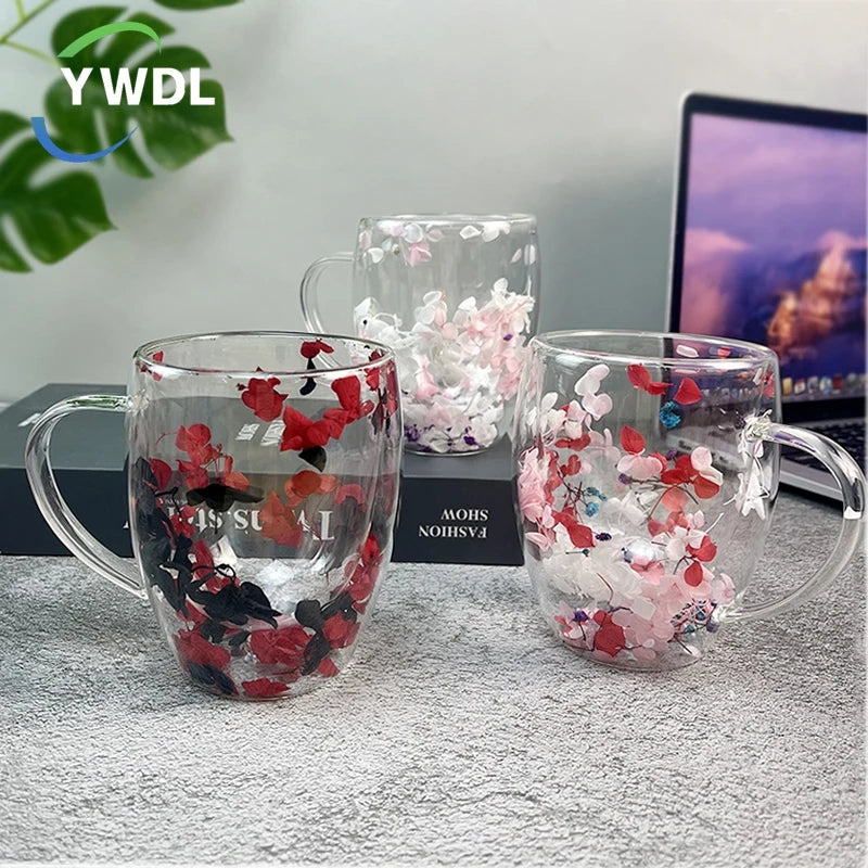 Double Wall Coffee Mug Insulated Clear Glass Mug With Handle For Hot  Cold Beverages 5