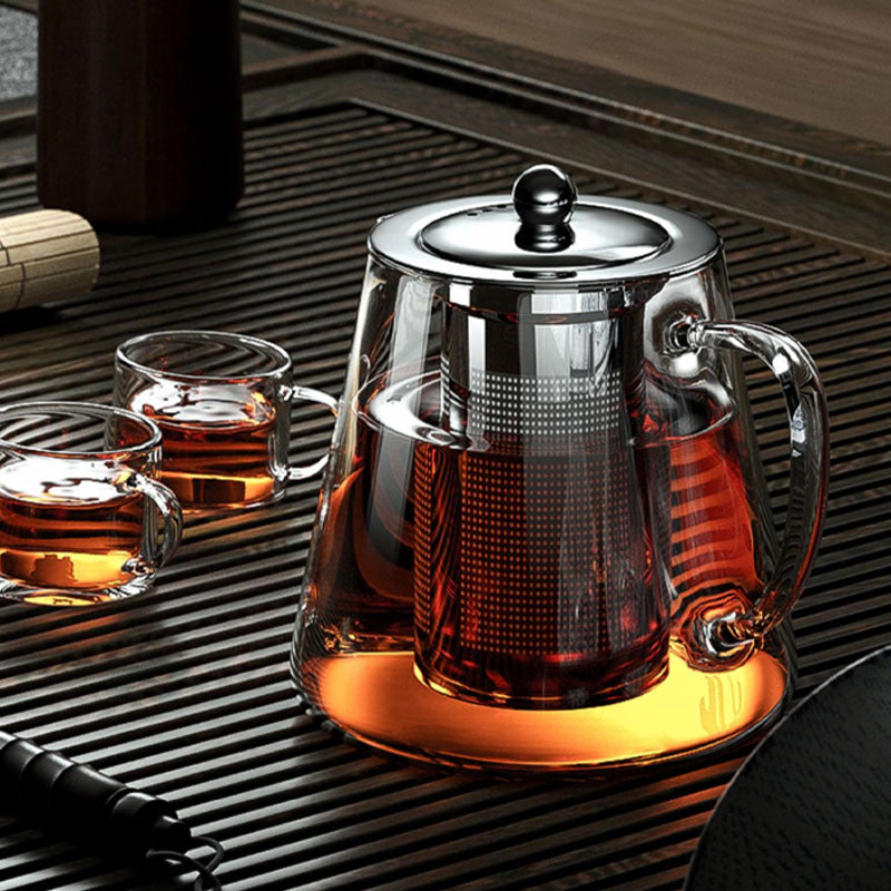 Heat Resistant Glass Teapot with Stainless Steel Infuser, Kung Fu Teaware Set