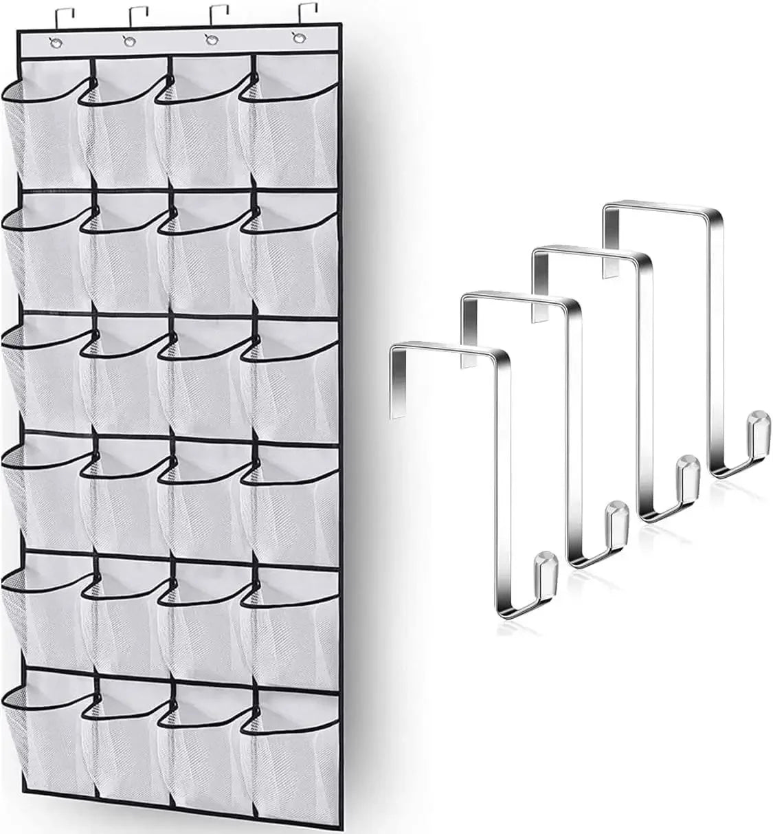 Hanging Shoe Holder Hanger with Mesh Pockets Over The Door Shoe Rack for Closet Organization
