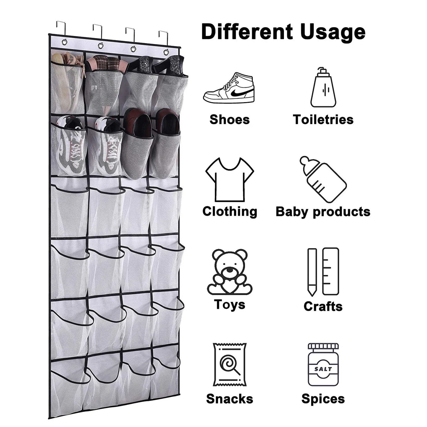 Hanging Shoe Holder Hanger with Mesh Pockets Over The Door Shoe Rack for Closet Organization
