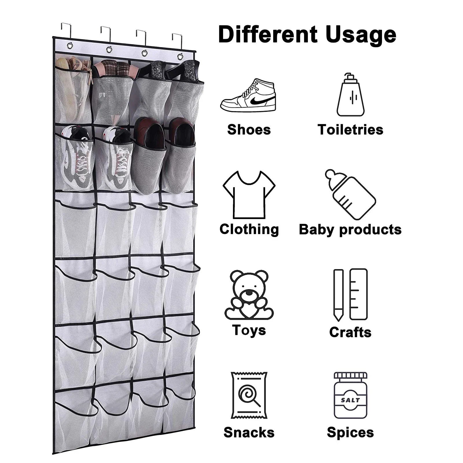 Hanging Shoe Holder Hanger with Mesh Pockets Over The Door Shoe Rack for Closet Organization