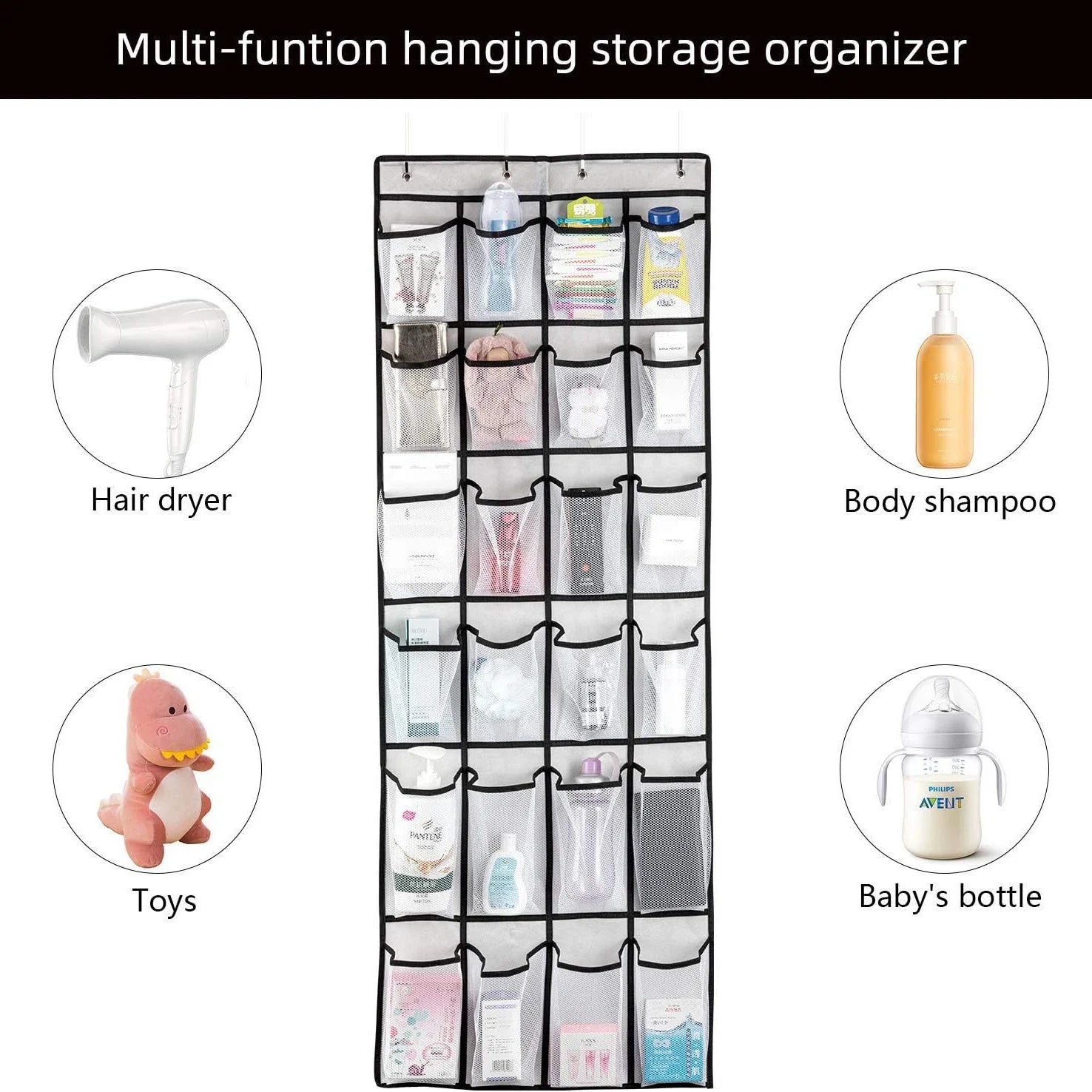 Hanging Shoe Holder Hanger with Mesh Pockets Over The Door Shoe Rack for Closet Organization